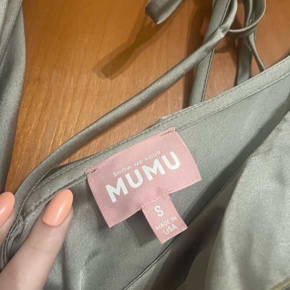 Show Me Your Mumu Samantha Ruffle Wrap Dress Moss Green NWOT - Picture 8 of 8